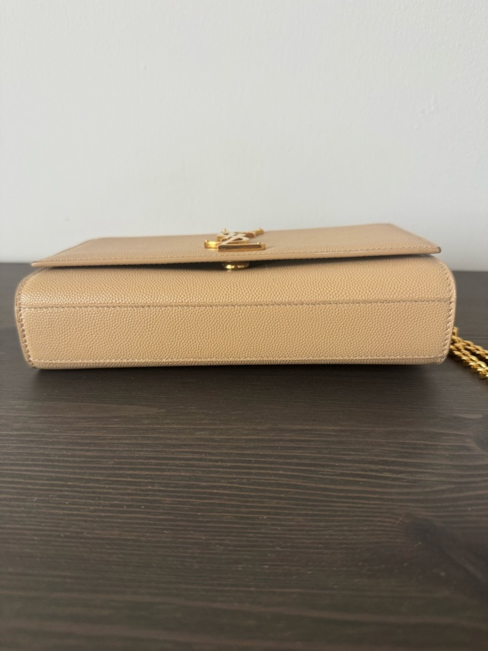 Saint Laurent Kate Small in Grain de Poudre Embossed Leather, Dark Beige - NWOT - Picture 8 of 11